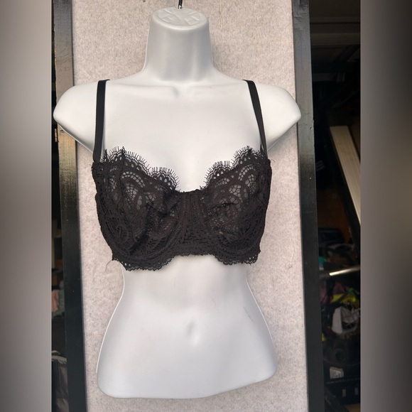 Victoria's Secret Black Dream Angels Push-Up Bra Without Padding Lace Sheer 34DD - Picture 6 of 6